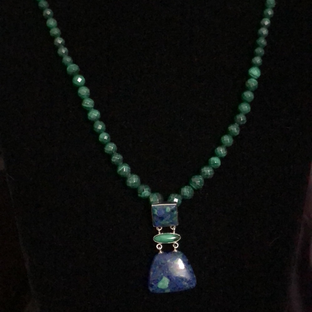 Jay King Sterling Silver Blue Azurite & Green Malachite 18” Necklace & Earrings. - Picture 12 of 16